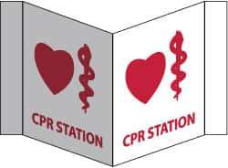 NMC - "CPR Station", 8" Long x 14-1/2" Wide, Rigid Plastic Safety Sign - Rectangle, 0.125" Thick, Use for First Aid - Eagle Tool & Supply