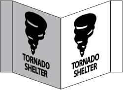 NMC - "Tornado Shelter", 8" Long x 14-1/2" Wide, Rigid Plastic Safety Sign - Rectangle, 0.125" Thick, Use for Accident Prevention - Eagle Tool & Supply