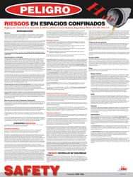 NMC - 18" Wide x 24" High Laminated Paper Confined Space Information Poster - Spanish - Eagle Tool & Supply