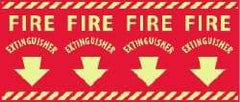 NMC - Fire Extinguisher, Pressure Sensitive Vinyl Fire Sign - 24" Wide x 12" High, Glow-in-the-Dark - Eagle Tool & Supply