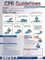 NMC - 18" Wide x 24" High Laminated Paper CPR Information Poster - English - Eagle Tool & Supply