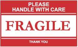 NMC - Please Handle with Care - Fragile - Thank You Shipping Label - 2-1/2" High x 4" Wide - Eagle Tool & Supply