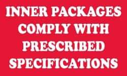 NMC - Inner Packages Comply with Prescribed Specifications DOT Shipping Label - 3" High x 5" Wide - Eagle Tool & Supply