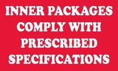 NMC - Inner Packages Comply with Prescribed Specifications DOT Shipping Label - 3" High x 5" Wide - Eagle Tool & Supply