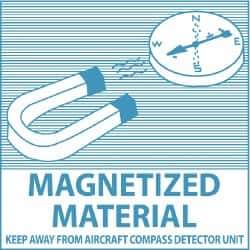 NMC - Magnetized Material - Keep Away From Aircraft Compass Detector Unit DOT Shipping Label - 4" High x 4" Wide - Eagle Tool & Supply