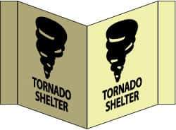 NMC - "Tornado Shelter - Tornado Shelter", 8" Long x 14-1/2" Wide, Rigid Plastic Safety Sign - Rectangle, 0.125" Thick, Use for Accident Prevention - Eagle Tool & Supply