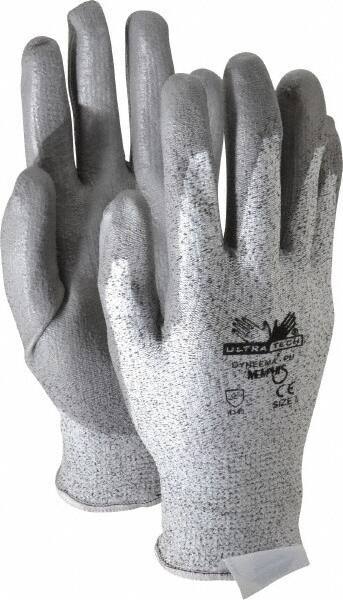 MCR Safety - Size L (9), ANSI Cut Lvl 2, Polyurethane Coated Cut Resistant Gloves - Palm & Fingers Coated, Dyneema Lining, Knit Wrist, Salt & Pepper/Gray, Paired - Eagle Tool & Supply