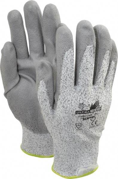 MCR Safety - Size XL (10), ANSI Cut Lvl 2, Polyurethane Coated Cut Resistant Gloves - Palm & Fingers Coated, Dyneema Lining, Knit Wrist, Salt & Pepper/Gray, Paired - Eagle Tool & Supply