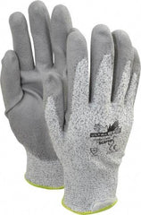 MCR Safety - Size XL (10), ANSI Cut Lvl 2, Polyurethane Coated Cut Resistant Gloves - Palm & Fingers Coated, Dyneema Lining, Knit Wrist, Salt & Pepper/Gray, Paired - Eagle Tool & Supply