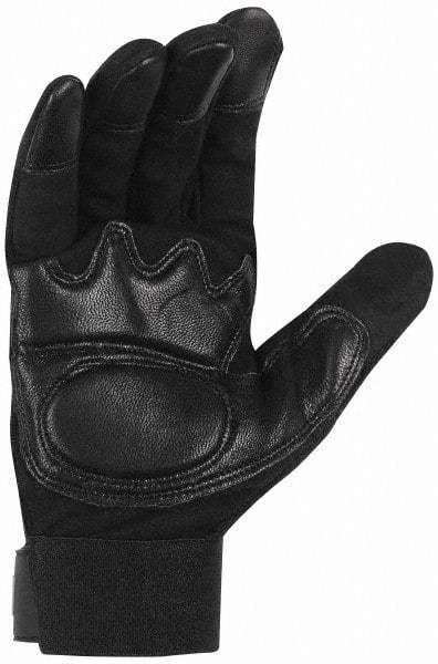 MCR Safety - Size L (9) Grain Synthetic Leather General Protection Work Gloves - For General Purpose, Uncoated, Hook & Loop Cuff, Full Fingered, Black, Paired - Eagle Tool & Supply