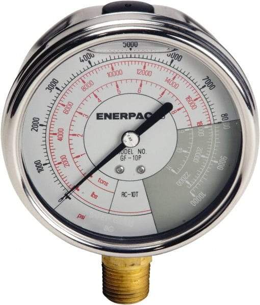 Enerpac - Hydraulic Pressure Gages & Adapters Type: Liquid-Filled Gauge Pressure Rating: 0 - 10000 - Eagle Tool & Supply