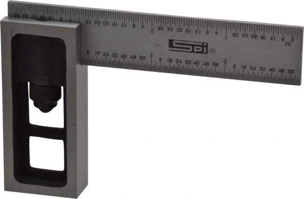 SPI - 4 Inch Long, 4R Double Square - 1/64, 1/32, 1/16 and 1/8 Inch Graduation, Hardened Steel - Eagle Tool & Supply
