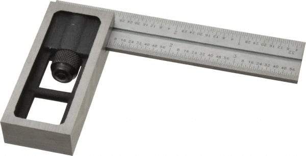 SPI - 4 Inch Long, 16R Double Square - 1/100, 1/64, 1/50 and 1/32 Inch Graduation, Hardened Steel - Eagle Tool & Supply