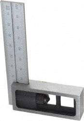 SPI - 4 Inch Long, English and Metric Double Square - 1/64 and 1/32 Inch Graduation, 0.5 and 1mm Graduation, Hardened Steel - Eagle Tool & Supply