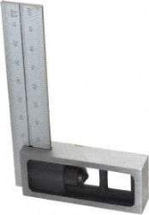 SPI - 4 Inch Long, English and Metric Double Square - 1/64 and 1/32 Inch Graduation, 0.5 and 1mm Graduation, Hardened Steel - Eagle Tool & Supply