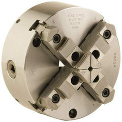 Buck Chuck Company - 4 Jaws, 6" Diam, Self Centering Manual Lathe Chuck - Front Mount, Adjustable, Reversible, 4,600 Max RPM, 1.78" Through Hole Diam, Forged Steel - Eagle Tool & Supply