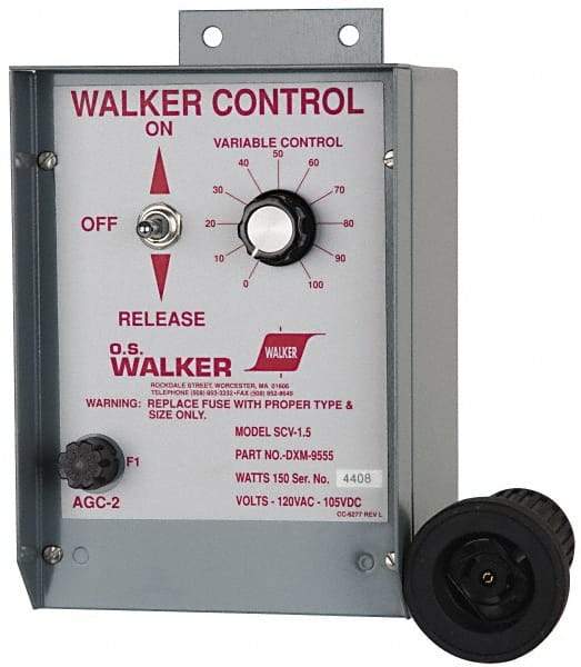 Walker - 150 W, 115 V Electromagnetic Chuck Variable Power Control - Use With Machine Mounting, Not Automatic Release, 110 V, DC Max Output Voltage - Eagle Tool & Supply