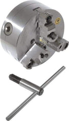 Bison - 3 Jaws, 6" Diam, Self Centering Manual Lathe Chuck - D1-4 Mount Spindle, Reversible, 4,500 Max RPM, 1.6535" Through Hole Diam, 0.0008" Axial Runout, 0.0012" Radial Runout, Forged Steel - Eagle Tool & Supply