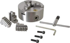 Bison - 3 Jaws, 5" Diam, Self Centering Manual Lathe Chuck - Plain Back Mount Spindle, 3,200 Max RPM, 1.2598" Through Hole Diam, 0.0008" Axial Runout, 0.0012" Radial Runout, Cast Iron - Eagle Tool & Supply