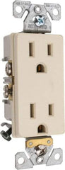 Cooper Wiring Devices - 125 VAC, 15 Amp, 5-15R NEMA Configuration, Ivory, Industrial Grade, Self Grounding Duplex Receptacle - 1 Phase, 2 Poles, 3 Wire, Flush Mount, Chemical and Impact Resistant - Eagle Tool & Supply