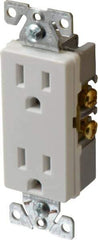 Cooper Wiring Devices - 125 VAC, 15 Amp, 5-15R NEMA Configuration, White, Industrial Grade, Self Grounding Duplex Receptacle - 1 Phase, 2 Poles, 3 Wire, Flush Mount, Chemical and Impact Resistant - Eagle Tool & Supply