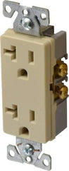 Cooper Wiring Devices - 125 VAC, 20 Amp, 5-20R NEMA Configuration, Ivory, Industrial Grade, Self Grounding Duplex Receptacle - 1 Phase, 2 Poles, 3 Wire, Flush Mount, Chemical and Impact Resistant - Eagle Tool & Supply