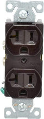 Cooper Wiring Devices - 125 VAC, 20 Amp, 5-20R NEMA Configuration, Brown, Specification Grade, Self Grounding Duplex Receptacle - 1 Phase, 2 Poles, 3 Wire, Flush Mount - Eagle Tool & Supply