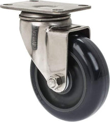 Albion - 4" Diam x 1-1/4" Wide x 5-1/8" OAH Top Plate Mount Swivel Caster - Polyurethane, 350 Lb Capacity, Plain Bearing, 2-1/2 x 3-5/8" Plate - Eagle Tool & Supply