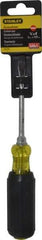 Stanley - 1/4" Blade Width, 8-1/4" OAL Standard Slotted Screwdriver - 4" Blade Length, Round Shank, Acetate with Rubber Grip Handle - Eagle Tool & Supply