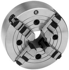 Interstate - 4 Jaws, 16" Diam, Independent Manual Lathe Chuck - D1-8 Mount Spindle, Reversible, 4.921" Through Hole Diam, Cast Iron - Eagle Tool & Supply