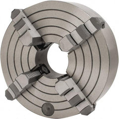 Interstate - 4 Jaws, 10" Diam, Independent Manual Lathe Chuck - D1-6 Mount Spindle, Reversible, 2.953" Through Hole Diam, Cast Iron - Eagle Tool & Supply