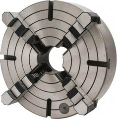 Interstate - 4 Jaws, 12" Diam, Independent Manual Lathe Chuck - D1-6 Mount Spindle, Reversible, 3.74" Through Hole Diam, Cast Iron - Eagle Tool & Supply