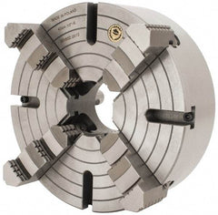 Bison - 4 Jaws, 10" Diam, Independent Manual Lathe Chuck - D1-6 Mount Spindle, Reversible, 1,500 Max RPM, 2.5591" Through Hole Diam, Cast Iron - Eagle Tool & Supply