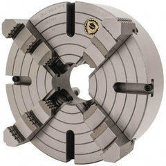 Bison - 4 Jaws, 12" Diam, Independent Manual Lathe Chuck - D1-6 Mount Spindle, Reversible, 3.1496" Through Hole Diam, Cast Iron - Eagle Tool & Supply