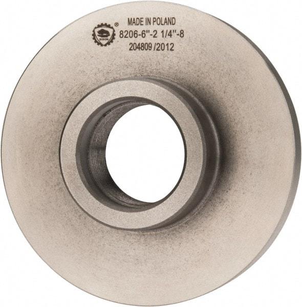 Bison - Adapter Back Plate for 6" Diam Self Centering Lathe Chucks - 2-1/4 - 8 Mount, 2-1/4" Through Hole Diam, 3.189mm ID, 6.535" OD, 0.787" Flange Height, Cast Iron - Eagle Tool & Supply