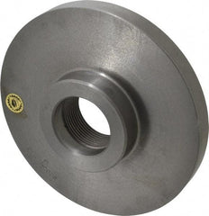 Bison - Adapter Back Plate for 8" Diam Self Centering Lathe Chucks - 2-1/4 - 8 Mount, 2-1/4" Through Hole Diam, 3.583mm ID, 8.11" OD, 0.866" Flange Height, Cast Iron - Eagle Tool & Supply
