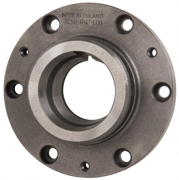 Bison - Adapter Back Plate for 8" Diam Self Centering Lathe Chucks - L-1 Mount, 3.35" Through Hole Diam, 7.91" OD, 0.71" Flange Height, Cast Iron - Eagle Tool & Supply