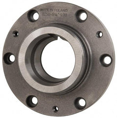 Bison - Adapter Back Plate for 8" Diam Self Centering Lathe Chucks - L-1 Mount, 3.35" Through Hole Diam, 7.91" OD, 0.71" Flange Height, Cast Iron - Eagle Tool & Supply