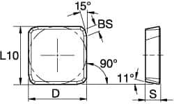 Kennametal - SPKN53 Grade KC725M Carbide Milling Insert - TiN/TiCN/TiN Finish, 3/16" Thick, 5/8" Inscribed Circle - Eagle Tool & Supply
