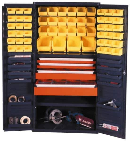 Durham - 13 Shelf 52 Bin Storage Cabinet - Steel, 36" Wide x 24" Deep x 72" High, Gray - Eagle Tool & Supply