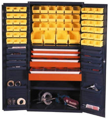 Durham - 13 Shelf 52 Bin Storage Cabinet - Steel, 36" Wide x 24" Deep x 72" High, Gray - Eagle Tool & Supply