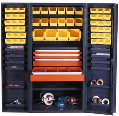 Durham - 13 Shelf 52 Bin Storage Cabinet - Steel, 36" Wide x 24" Deep x 72" High, Gray - Eagle Tool & Supply