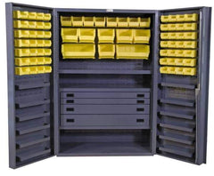 Durham - 13 Shelf 72 Bin Storage Cabinet - Steel, 48" Wide x 24" Deep x 72" High, Gray - Eagle Tool & Supply