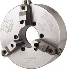 Pratt Burnerd America - 3 Jaws, 12" Diam, Self Centering Manual Lathe Chuck - Plain Back Mount Spindle, Adjustable, Reversible, 2,300 Max RPM, 4.06" Through Hole Diam, Forged Steel - Eagle Tool & Supply