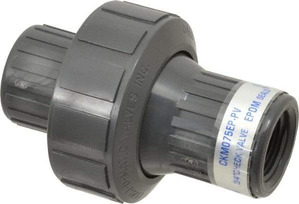 Plast-O-Matic - 3/4" PVC Check Valve - Inline, FNPT x FNPT, 150 WOG - Eagle Tool & Supply