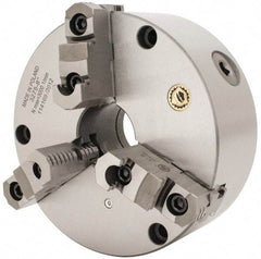 Bison - 3 Jaws, 8" Diam, Self Centering Manual Lathe Chuck - Front Mount, Reversible, 2.1654" Through Hole Diam, Cast Iron - Eagle Tool & Supply
