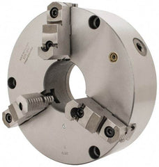 Bison - 3 Jaws, 12" Diam, Self Centering Manual Lathe Chuck - Front Mount, Reversible, 4.0551" Through Hole Diam, Cast Iron - Eagle Tool & Supply