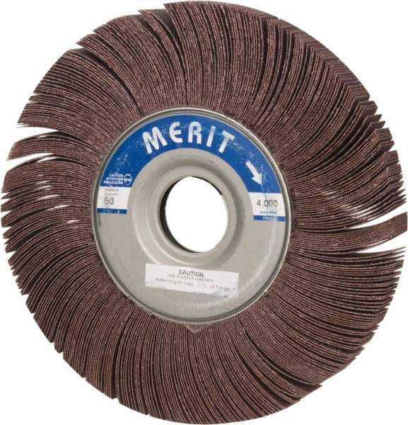 Merit Abrasives - 10" Diam, 60 Grit Aluminum Oxide Unmounted Flap Wheel - 1-3/4" Hole, 1" Wide, Coated, Medium Grade, 4,500 Max RPM , Cloth Backing - Eagle Tool & Supply