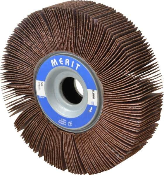 Merit Abrasives - 6" Diam, 60 Grit Aluminum Oxide Unmounted Flap Wheel - 1" Hole, 1-1/2" Wide, Coated, Medium Grade, 6,000 Max RPM , Cloth Backing - Eagle Tool & Supply