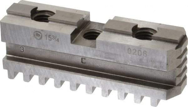 Bison - 15-3/4 to 16" Chuck Diam Compatibility, Steel Tongue & Groove Hard Lathe Master Jaws - 3/4" Groove Width, 1.4173" Wide x 5.1181" Long - Eagle Tool & Supply